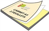 Carnet autocopiant de 50 liasses duplicata - Format 15 x 22 cm (souche de 2 cm incluse)
Reliure dos carré collé sur le petit coté 
Impression au choix : 
-noir, 1 couleur pantone ou quadri (supplément pour pantone et quadri)
- recto seul ou recto/verso (supplément pour le verso)

Usage : Bons de commande, devis, factures, fiches de suivi, relevé d'heures, états des lieux, rapports...

Délai de fabrication et de livraison : 8-10 jours ouvrés à partir de la validation du BAT