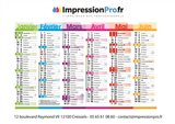 Calendrier 40 x 60cm contrecollé rigide
Impression quadri recto verso

Calendrier type "banque" personnalisé