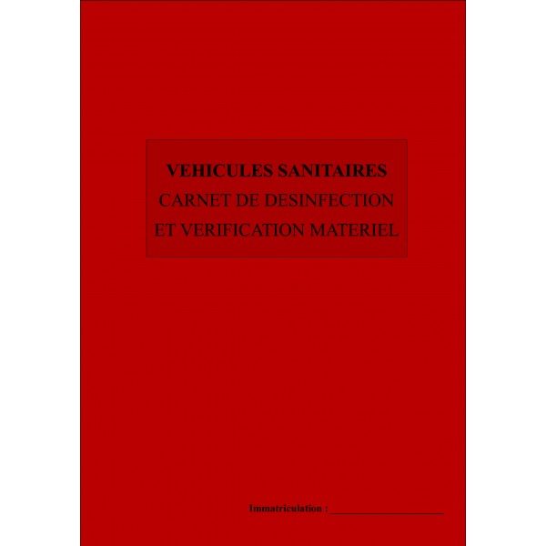 Cahier desinfection vehicule sanitaire