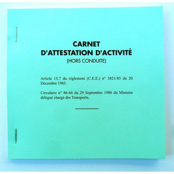 Carnet attestation d'activité duplicata