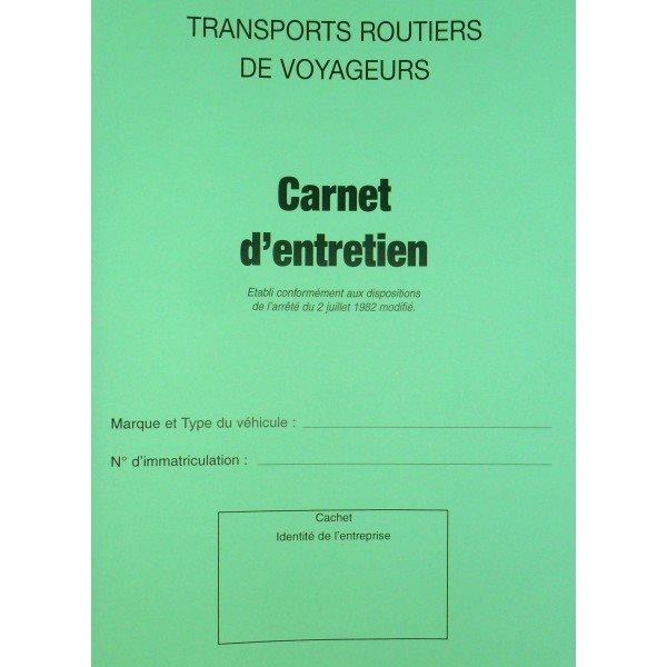Carnet entretien vehicule - transport de voyageurs