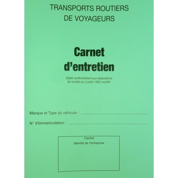 Carnet entretien vehicule - transport de voyageurs