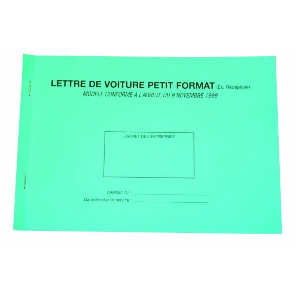 Lettre de voiture nationale petit format - couverture